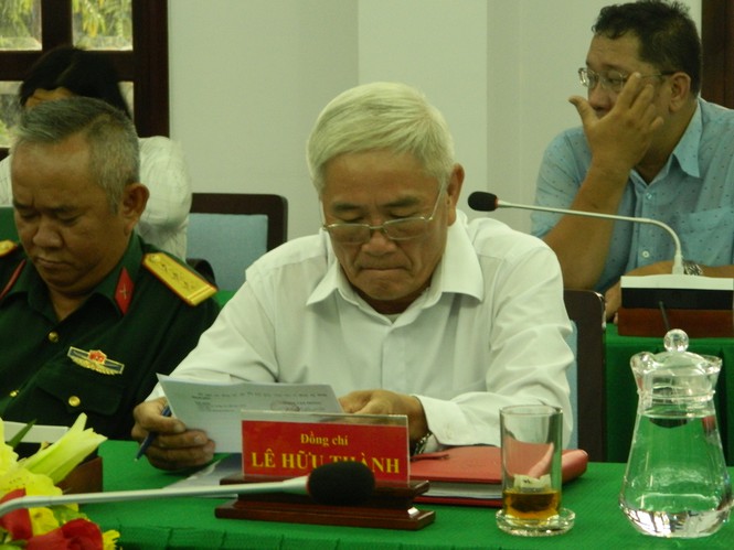 Ông Lê Hữu Thành tại buổi làm việc với Bí thư thành ủy Nguyễn Thiện Nhân và đoàn công tác của thành phố chiều 22/10