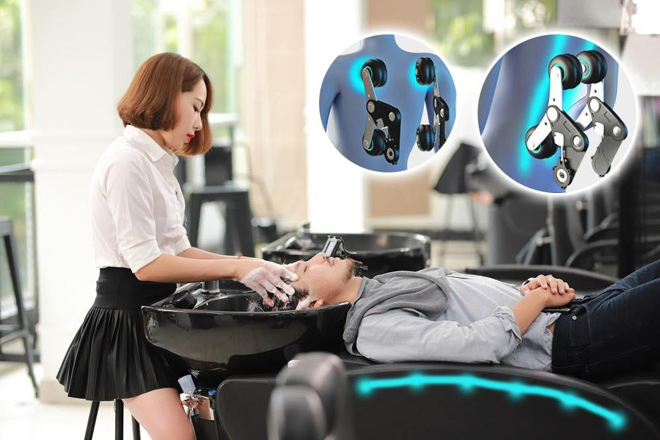 Sản phẩm được đầu tư hàng triệu USD kết hợp giữa ghế massage và giường gội, ứng dụng công nghệ S-Track Roller tác động trực tiếp vào vùng lưng và hông người sử dụng