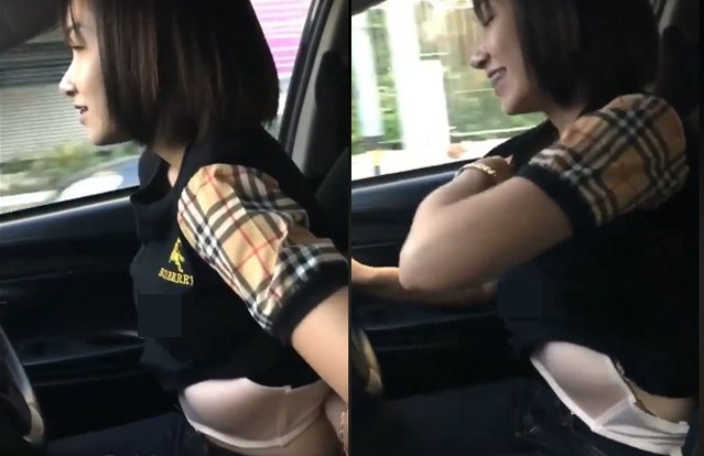 Cô gái Thái Lan vô tư mặc áo ngực khi đang lái xe ô tô.&nbsp;