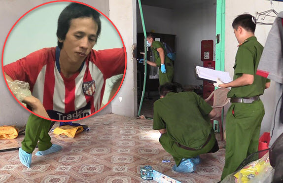 Trần Trọng Luận (ảnh nhỏ) và hiện trường vụ án