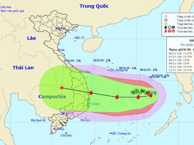 Bão số 6 Nakri bắt đầu mạnh lên, quay 180 độ hướng về Trung Bộ