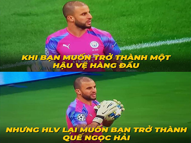 Ảnh chế cúp C1: Kyle Walker hóa Quế Ngọc Hải ”cứu nguy” Man City