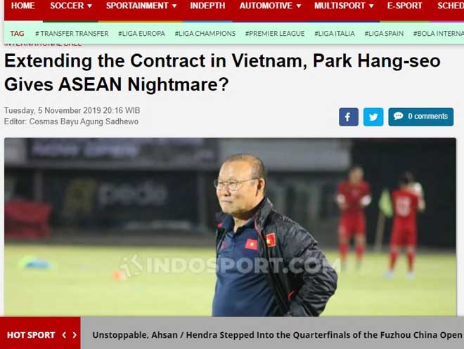 Bài báo nói về sự kiện gia hạn hợp đồng của HLV Park Hang Seo