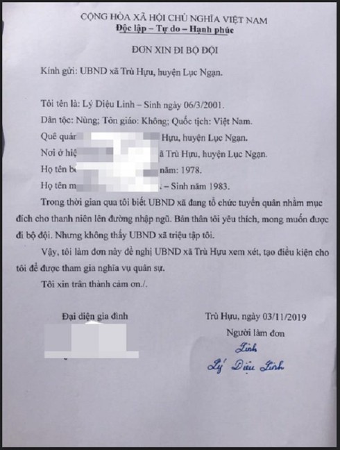 Nữ sinh Bắc Giang bảo lưu đại học, nộp đơn lên đường đi nghĩa vụ quân sự - 2