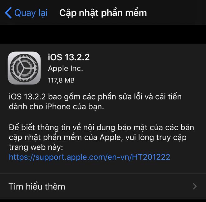 Apple tức tốc phát hành bản cập nhật iOS 13.2.2 - 1