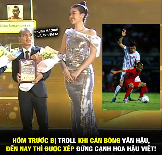 Đứng cạnh người đẹp thế này có bị troll một tí cũng không sao.