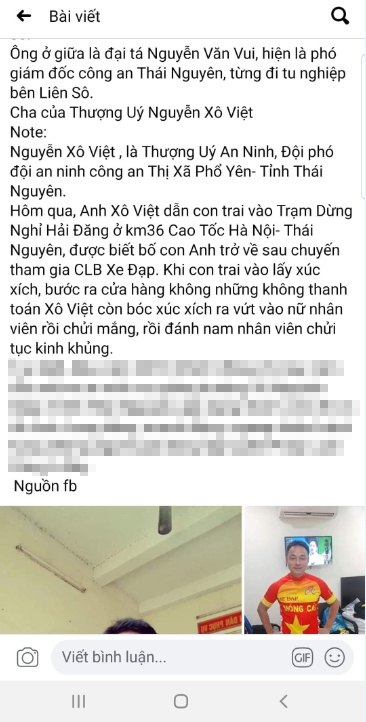 Một trong những nội dung đồn đoán thượng úy Việt là con một lãnh đạo Công an tỉnh Thái Nguyên đang lan truyền trên mạng xã hội.