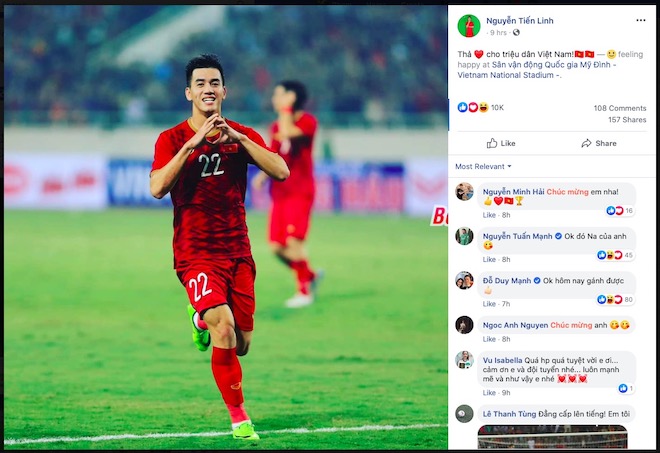 Tiến Linh lập siêu phẩm, Duy Mạnh bình luận "gánh team được" trên MXH Facebook - 3