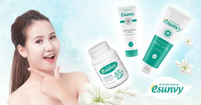 Bộ sản phẩm ngăn ngừa mụn Esunvy giúp sáng làn da mụn bay xa