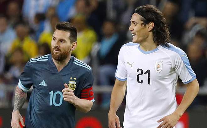 Messi và Cavani ở trận giao hữu mới đây