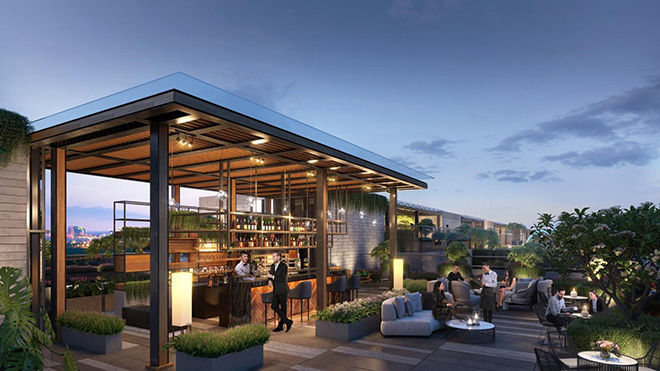 Hình phối cảnh snack Bar trên đỉnh tòa nhà