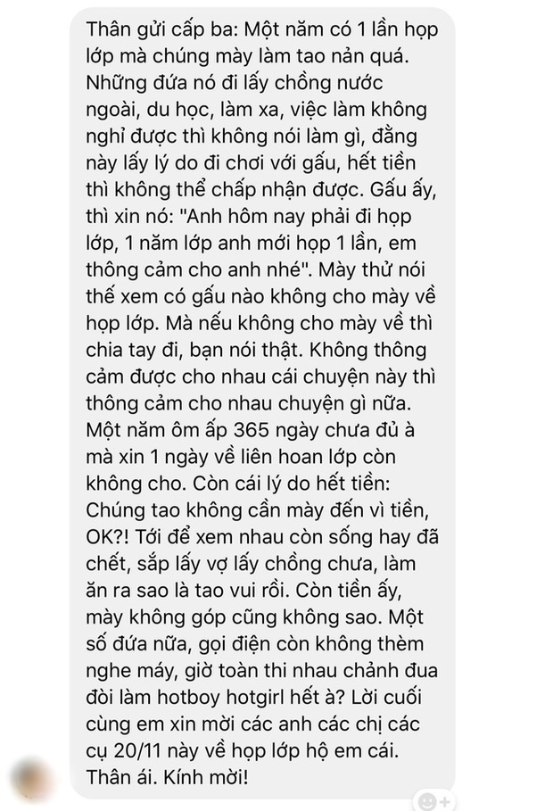 Lớp trưởng "quỳ lạy" rủ họp lớp 20/11, lũ bạn phản ứng cực gắt và cái kết khó đỡ - 5