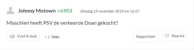 “Này, có lẽ PSV đã mua nhầm một ông Đoàn khác?” (ý chỉ tuyển thủ Nhật Bản Ritsu Doan)