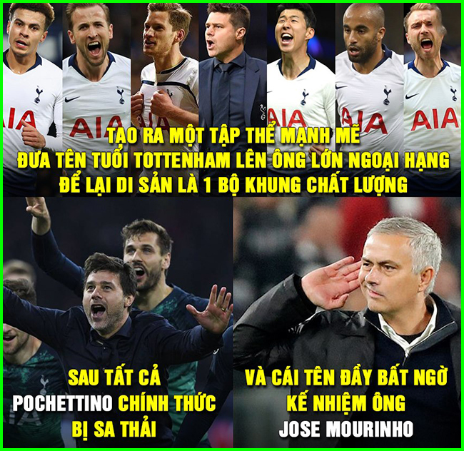 Tất cả đều bất ngờ khi Mourinho sẽ thay thế Pochettino dẫn dắt Tottenham.