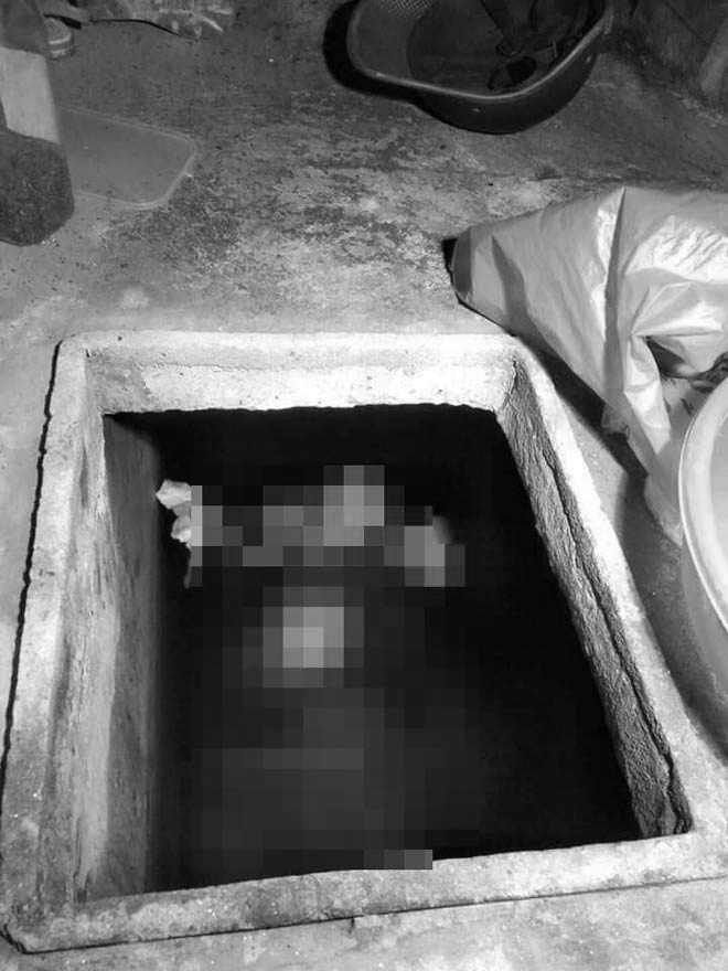 Bể nước nơi phát hiện thi thể bà H.