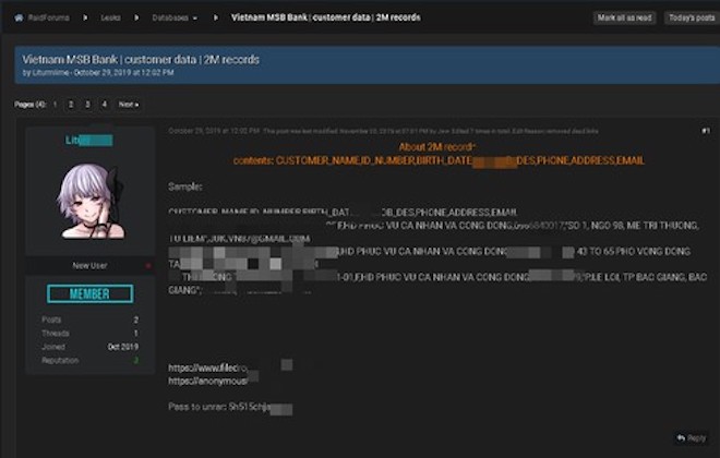 Xôn xao thông tin 1 ngân hàng TMCP lộ dữ liệu 2 triệu khách hàng vào tay hacker - 1