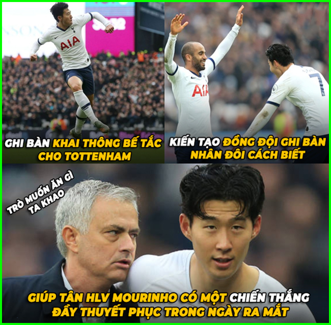 Son Heung Min tỏa sáng rực rỡ trong ngày Mourinho ra mắt Tottenham.