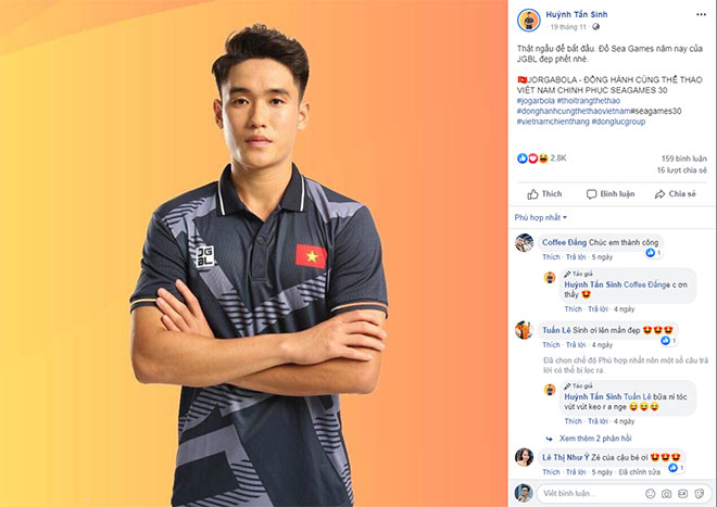 Số 3 của đội U22 Việt Nam thích thú khoe hình ảnh trang phục Sea Games JORGABOLA