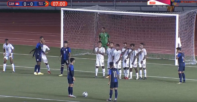 Bàn thắng đến theo cách khá bất ngờ với U22 Campuchia khi đối đầu U22 Timor-Leste
