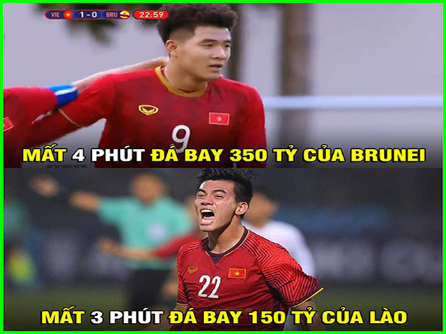 Tranh vui - Đức Chinh gọi Tiến Linh trả lời, U22 Việt Nam "hủy diệt" U22 Lào