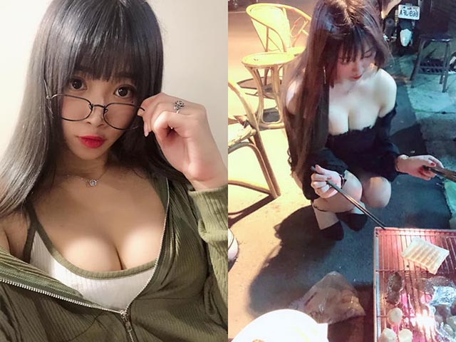 Media - Cô gái "gây sốt" vì khoảnh khắc mặc áo trễ nải ngồi nướng thịt