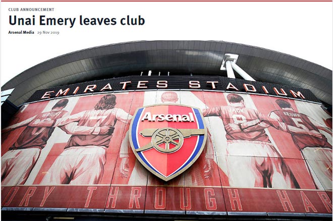 Thông báo chính thức của Arsenal về việc chia tay Unai Emery
