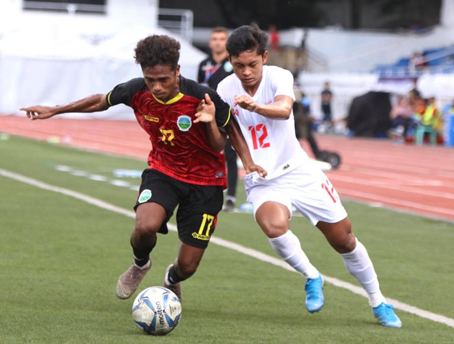 U22 Timor Leste vui mừng với bàn thắng đầu tiên ở SEA Games 30