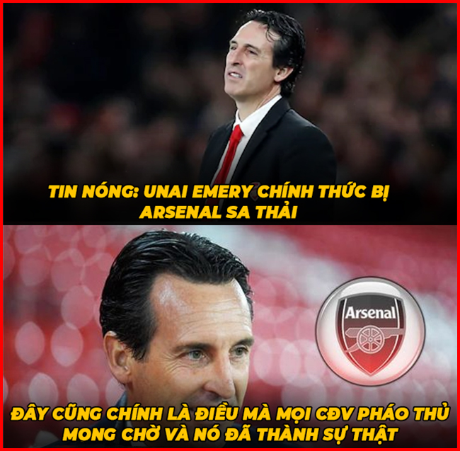 Việc Emery bị sa thải khiến fan Arsenal mừng rỡ.