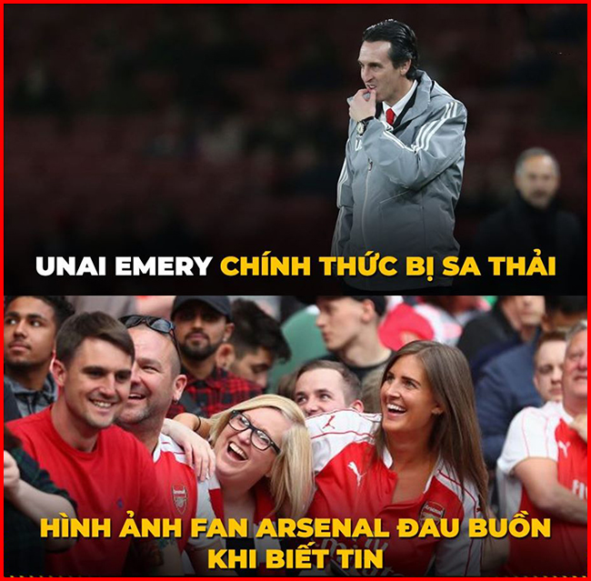 Tâm trạng "đau buồn" của fan Arsenal khi nghe tin HLV Emery bị sa thải.