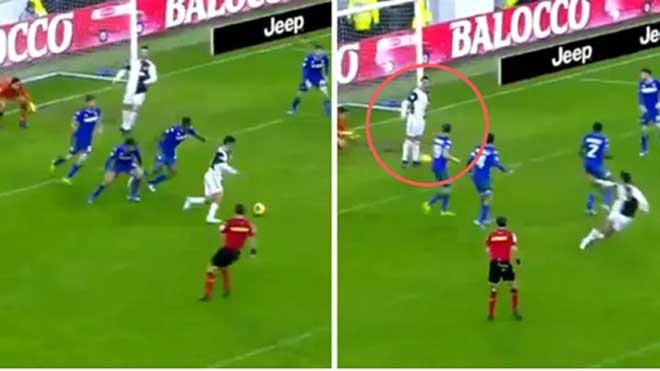 Pha bóng Ronaldo chặn cú sút của
Dybala
