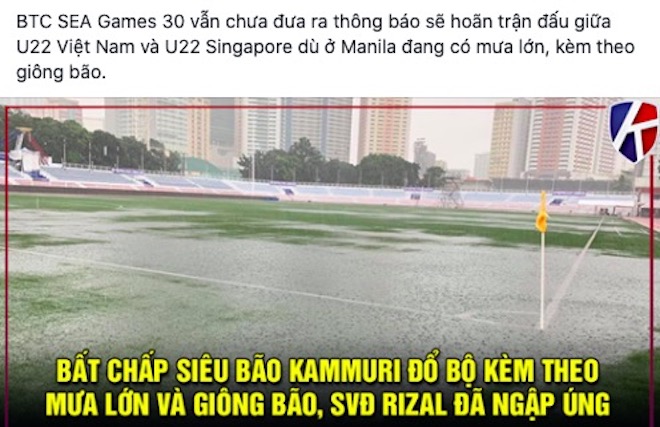 Nhìn sân U22 Việt Nam gặp U22 Singapore ngập, dân mạng nhớ tuyết Thường Châu - 1