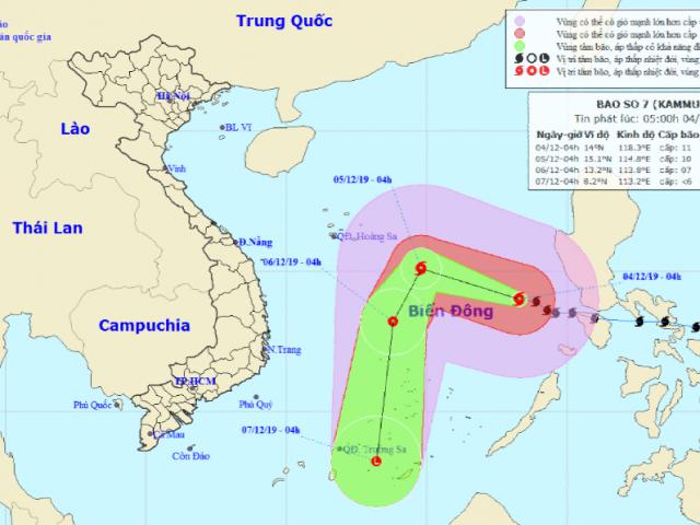 Tin mới nhất về cường độ và vị trí của bão số 7 Kammuri đang hoạt động trên Biển Đông