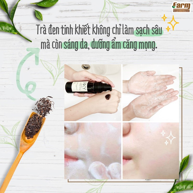 Khả năng “thanh tẩy da” của Sửa rửa mặt Trà đen SKY