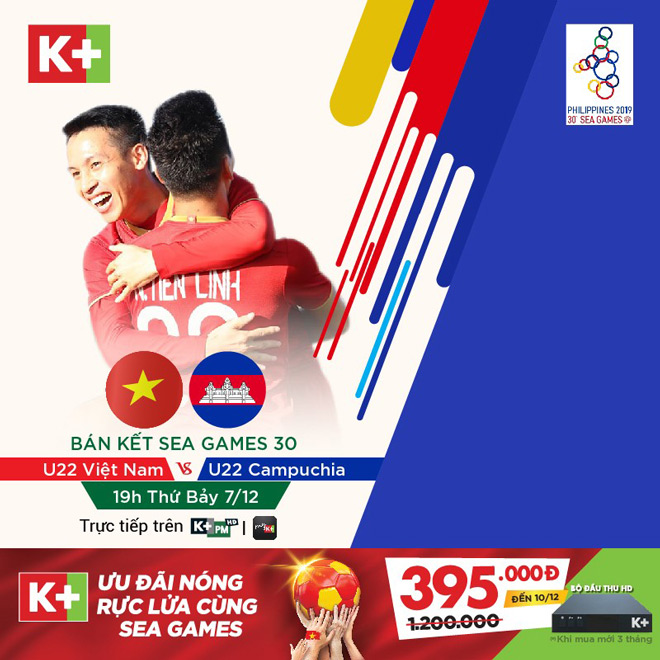 Người hâm mộ có thể theo dõi trực tiếp trận bán kết giữa Việt Nam – Campuchia vào lúc 19h ngày 7/12 tại hệ thống kênh K+