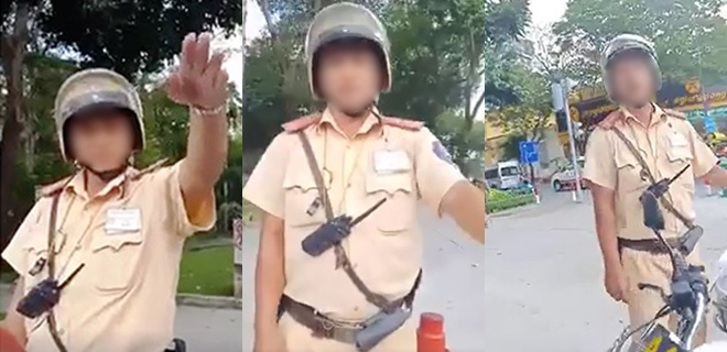 Hình ảnh CSGT bị quay trong đoạn clip 15 giây (ảnh cắt từ clip)