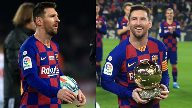 Messi ăn mừng "Quả bóng vàng" thứ 6 trong sự nghiệp tại Nou Camp