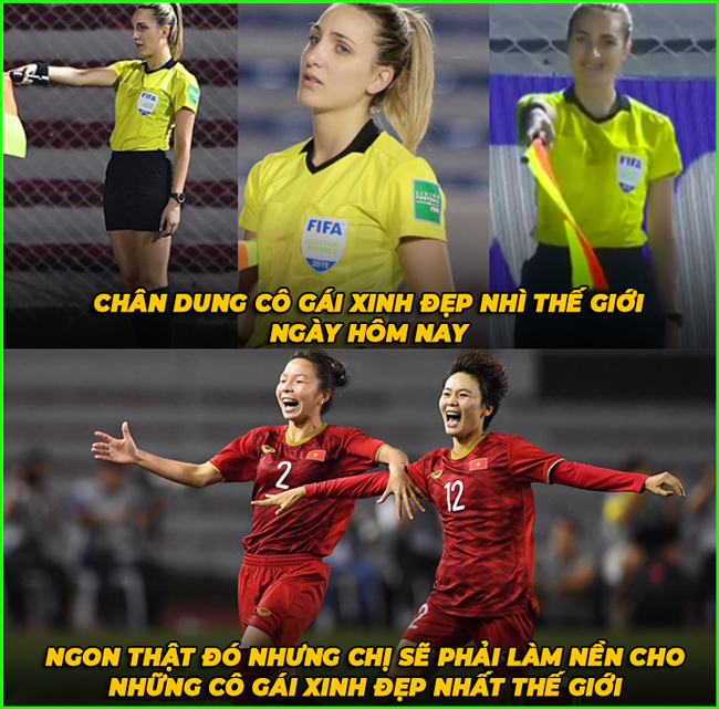 Trọng tài xinh đẹp nhưng không thể đẹp bằng các cô gái vàng Việt Nam.