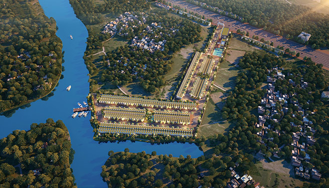 Phối cảnh tổng thể dự án Thanh Niên Mekong City ngay mặt tiền khu đất vàng của Quốc Lộ 1A