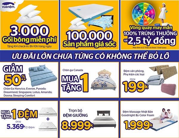 Cơ hội mua sắm &amp; trúng thưởng cực kỳ hấp dẫn tại Lễ hội Đệm &amp; Chăn Ga Gối Quốc tế 2019