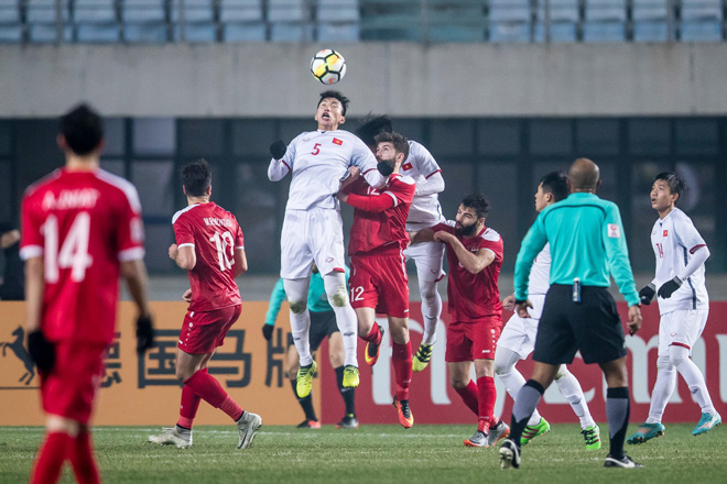 Một hình ảnh đẹp, tiêu biểu cho quyết tâm của đội tuyển U23 Việt Nam tại giải Vô địch bóng đá U23 châu Á 2018