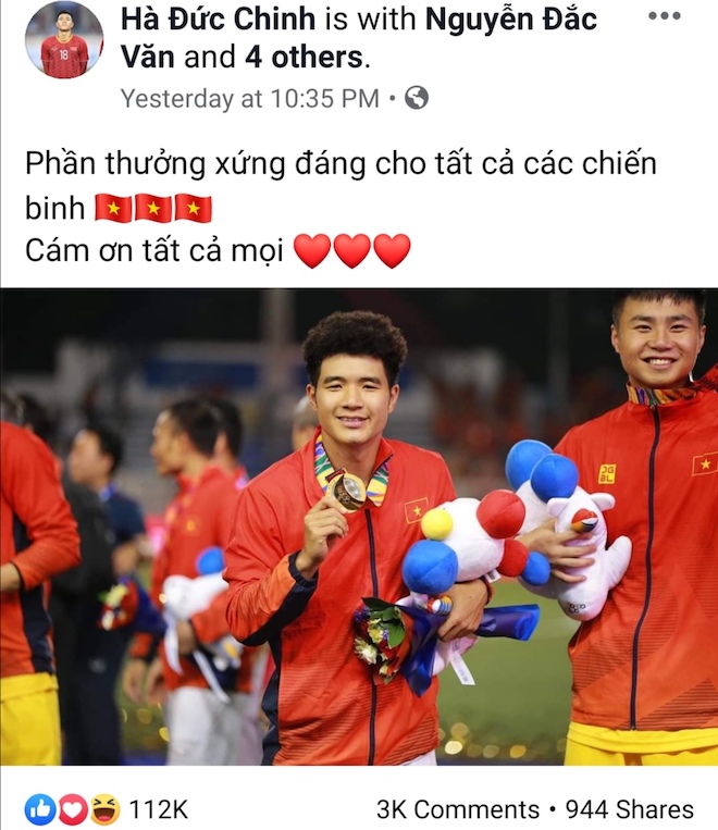 Lấy vàng SEA Games 30, 11 cầu thủ "hot" nhất U22 Việt Nam viết gì trên Facebook? - 3