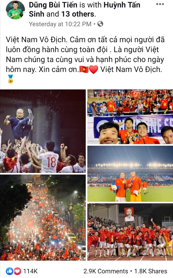 Lấy vàng SEA Games 30, 11 cầu thủ "hot" nhất U22 Việt Nam viết gì trên Facebook? - 4