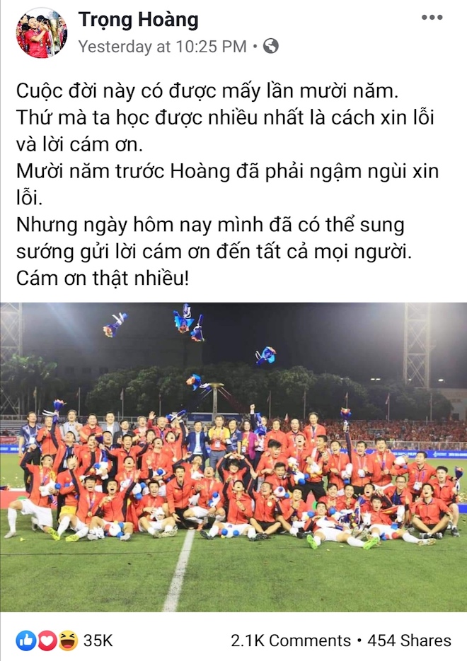 Lấy vàng SEA Games 30, 11 cầu thủ "hot" nhất U22 Việt Nam viết gì trên Facebook? - 10