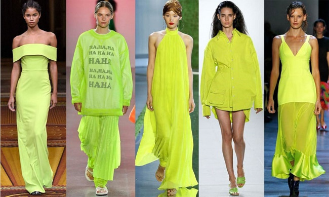 Màu xanh neon xuất hiện dày đặc trên sàn diễn Xuân Hè 2019 của New York Fashion Week.