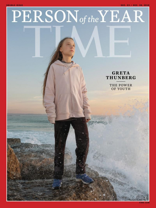 Greta Thunberg xuất hiện trong ảnh bìa Nhân vật năm 2019 của tạp chí Time. Ảnh: TIME