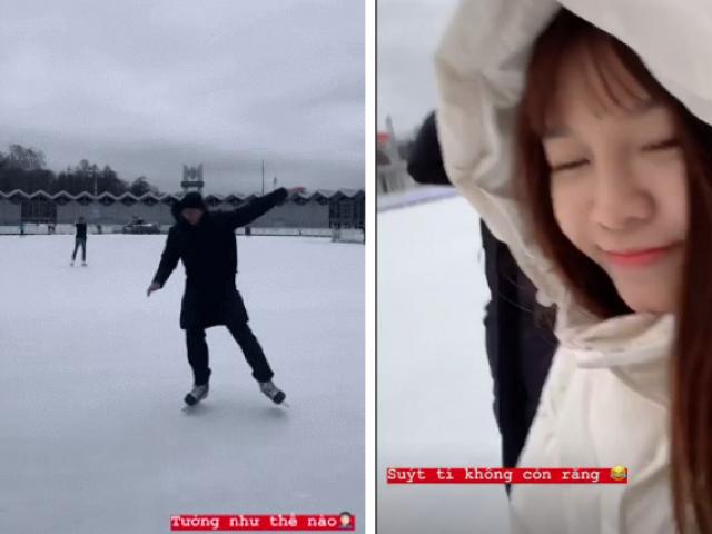Bạn trẻ - Cuộc sống - Clip: Văn Lâm trổ tài trượt tuyết trước mặt bạn gái và cái kết "sấp mặt"
