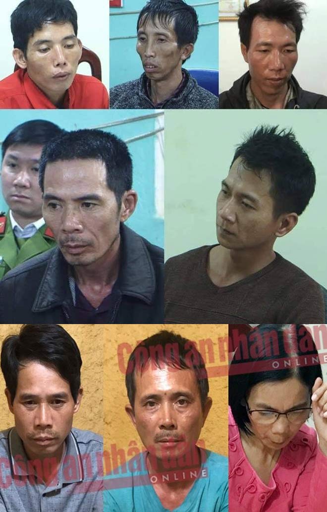 8 bị can còn lại trong vụ án.