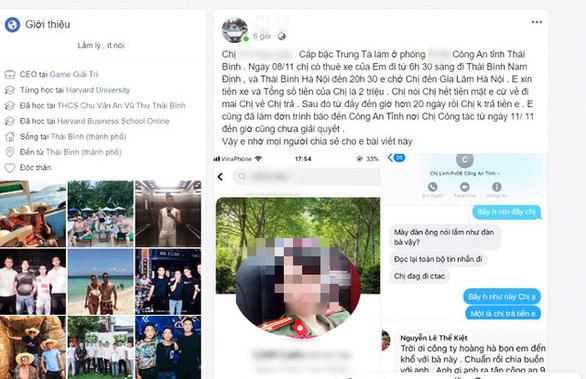 Tài xế H. chia sẻ bức xúc trên mạng xã hội