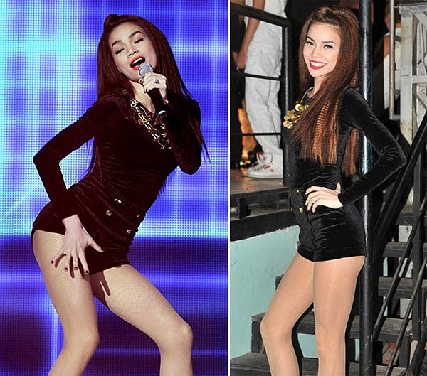 Hồ Ngọc Hà nổi tiếng mặc đẹp nhưng cũng có những lúc hớ hênh như thế này. 