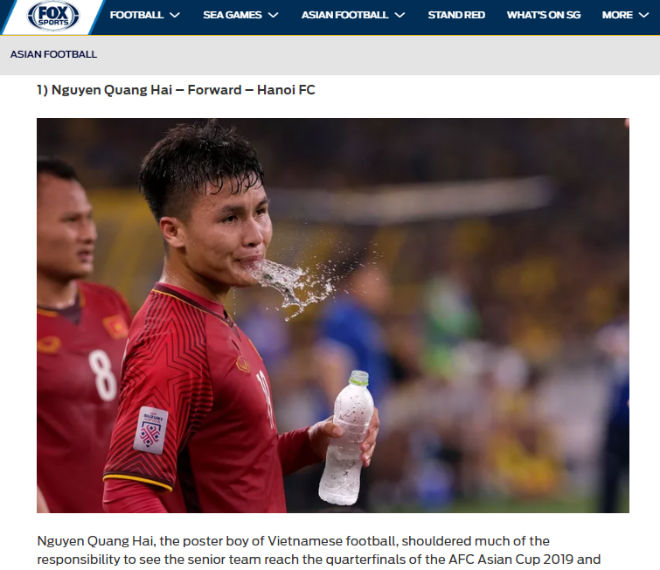 Quang Hải được&nbsp;Fox Sport Asia là cầu thủ Việt Nam hay nhất năm